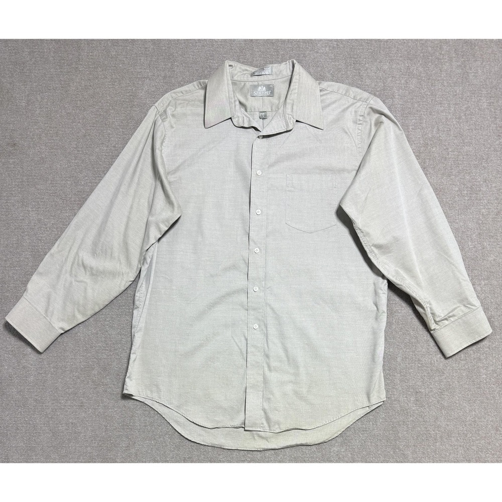 Stafford Executive Shirt Mens‎ 17 34 Gray Button Down Long Sleeve Oxford Classic